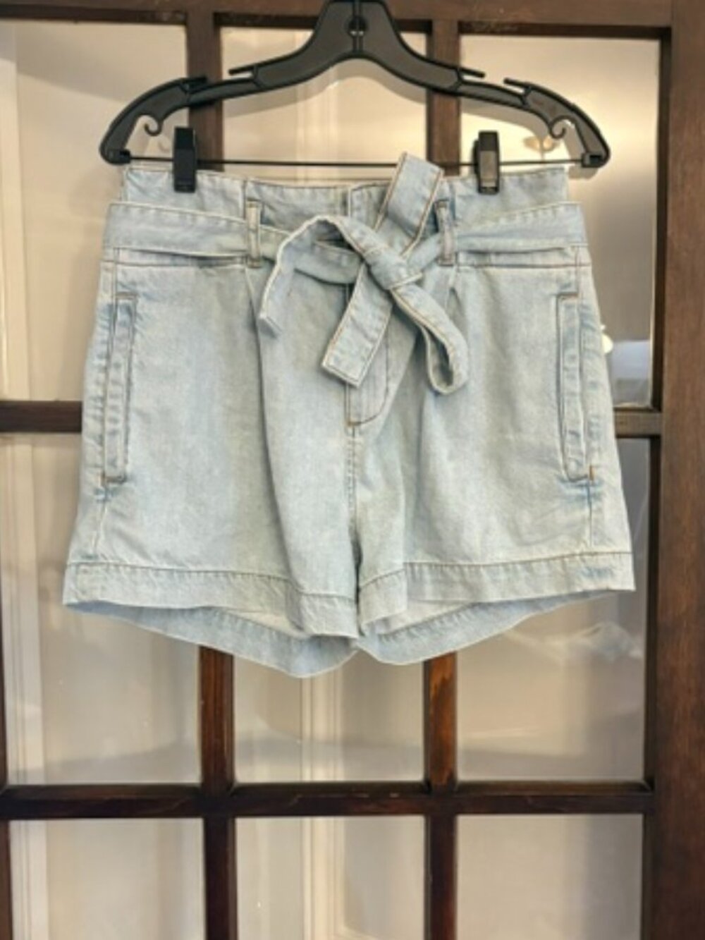 DL 1961 "Camile" Denim Paperbag Shorts, Size 25